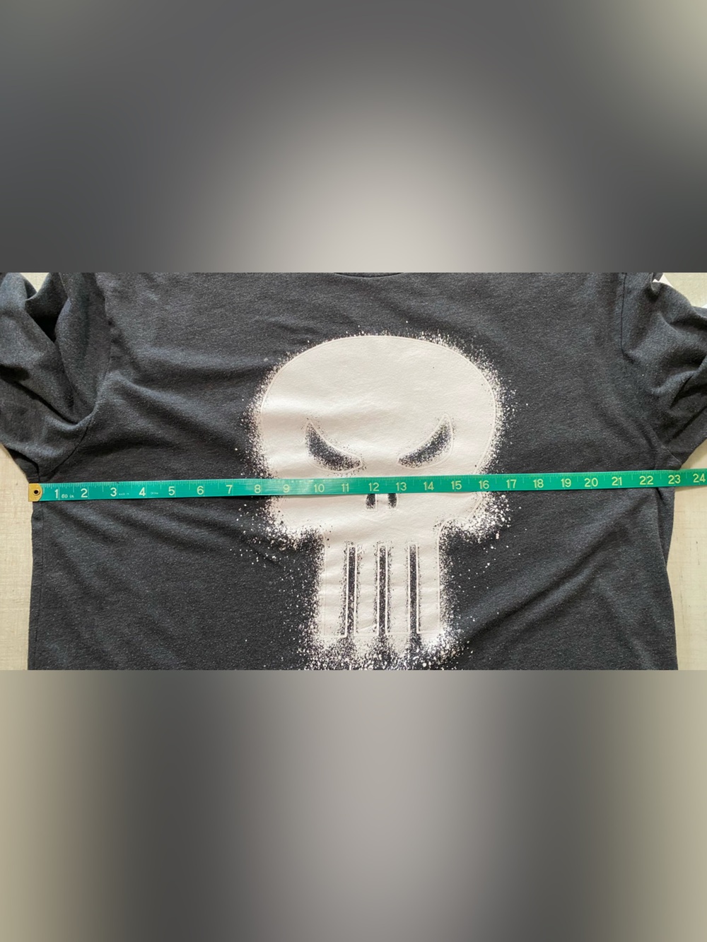 Marvel punisher Long Sleeve Tee with White Skull and Sleeve Text - Picture 6 of 8